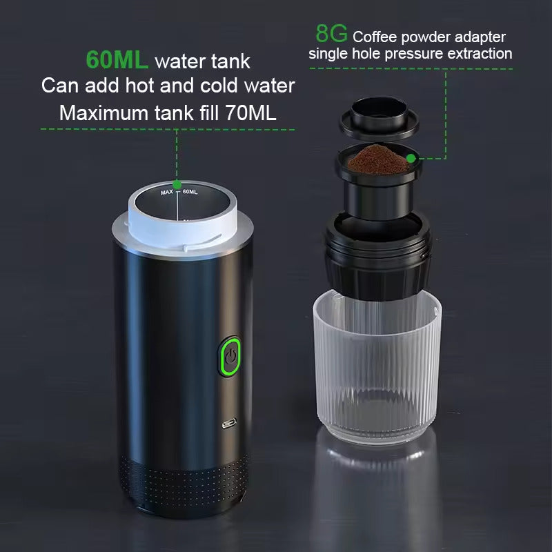 Portable Wireless 3-in-1 Espresso Coffee Machine – Brew Your Coffee Anywhere, at Home, in the Car, or While Camping!