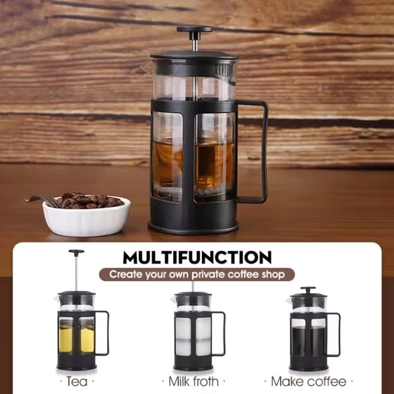 Heat-Resistant Glass French Press Coffee Maker - Coffee and Tea Infuser with Filtration