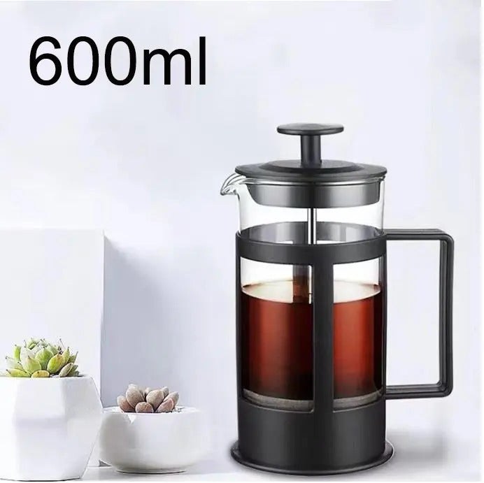 Heat-Resistant Glass French Press Coffee Maker - Coffee and Tea Infuser with Filtration