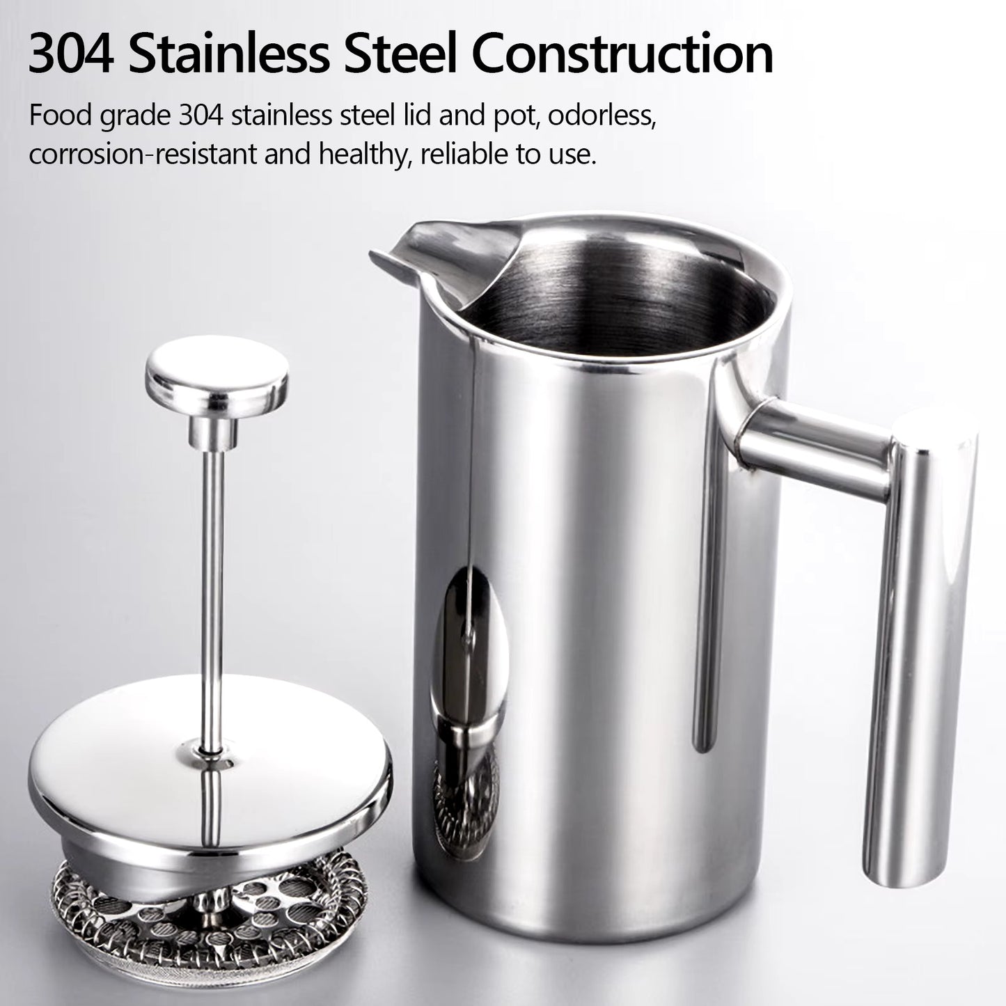 Thermal Stainless Steel French Press Coffee Maker - 350ml/800ml/1000ml